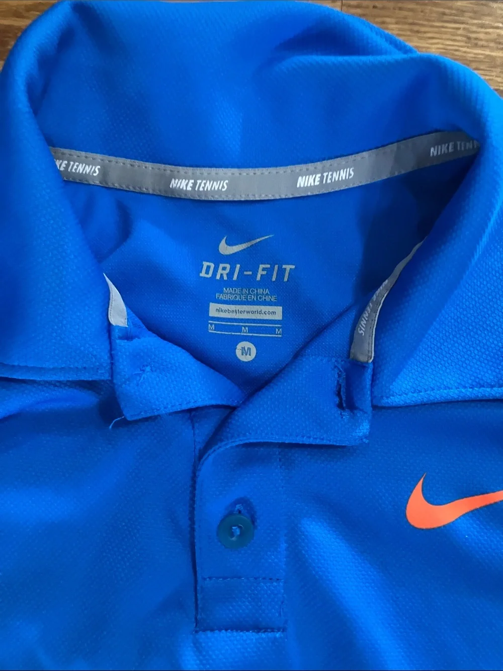 Nike Boy’s Blue Performance Polo with Orange Swoosh Sz M(8/10) GUC